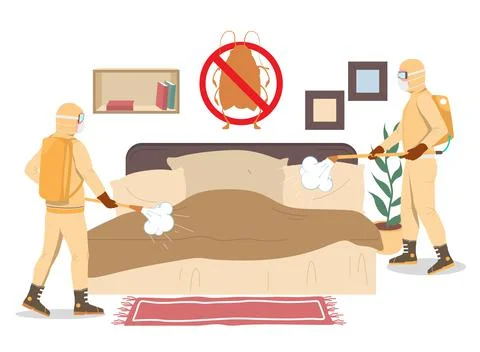 Home pest control vector men processing room 스톡 일러스트