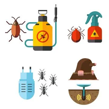 Home pest insect vector control expert vermin exterminator service pest insect Stock Illustration