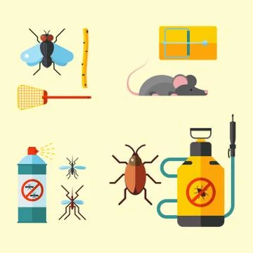 Home pest insect vector control expert vermin exterminator service pest insect Stock Illustration
