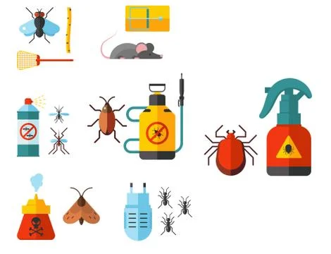 Home pest insect vector control expert vermin exterminator service pest insect Stock Illustration
