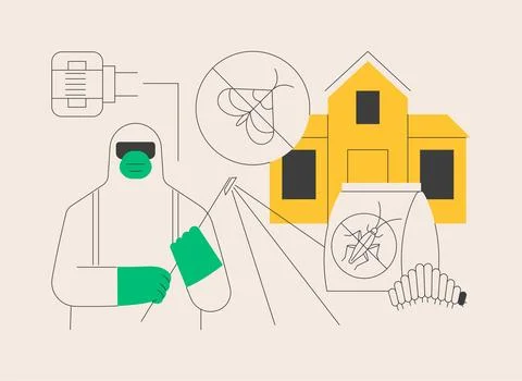 Home pest insects control abstract concept vector illustration. Stock Illustration