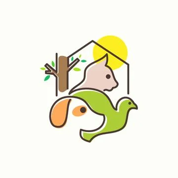 Home Pets logo design vector animals veterinary clinic Stock Illustration