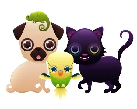Home pets on a white background Stock Illustration