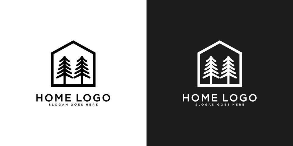 Home pine tree logo vector design template Stock Illustration