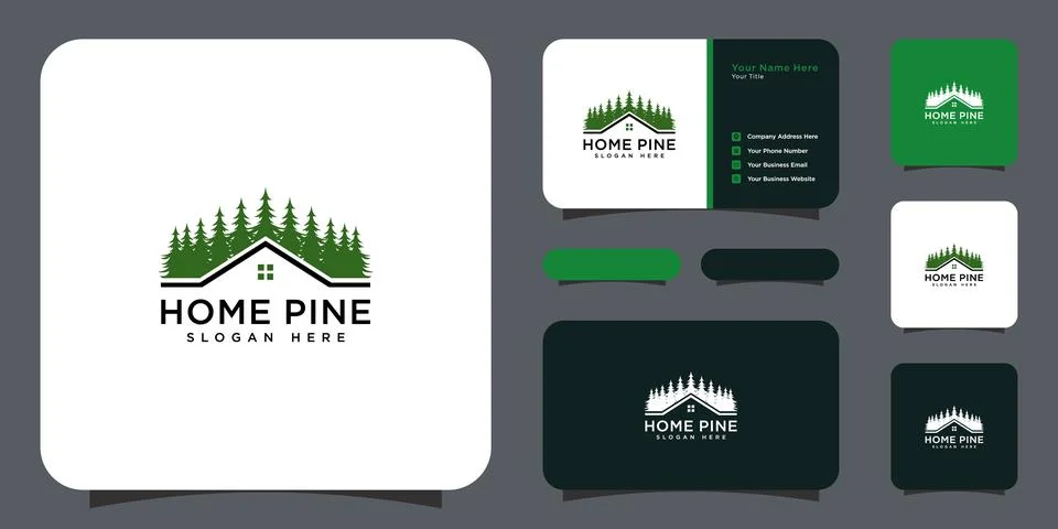 Home pine tree logo vector design template Stock Illustration