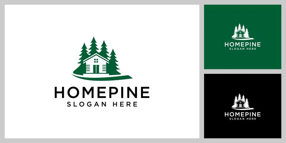 Home pine tree vector design template Stock Illustration