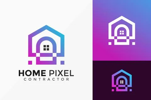 Home Pixel Logo Design. Modern Idea logos designs Vector illustration templat Stock Illustration