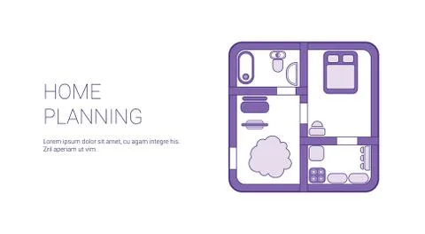 Home Planning Template Web Banner With Copy Space 库存插图