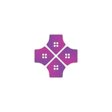 Home plus logo design vector Stock Illustration