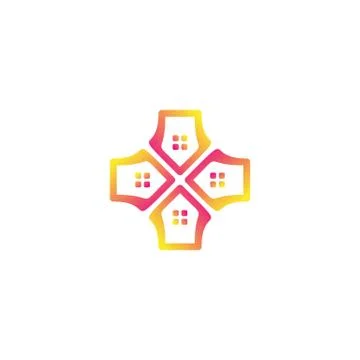 Home plus logo design vector Stock Illustration