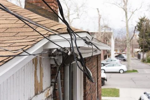 Home power lines Stock Photos