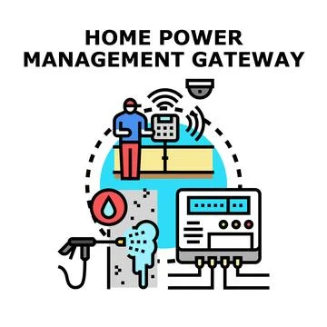 Home power management gateway system controlling energy usage Stock Illustration