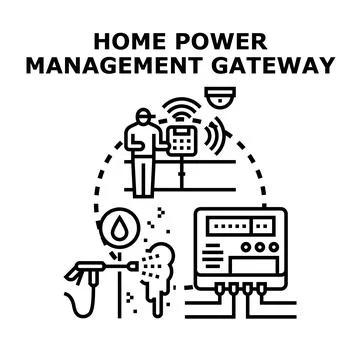 Home power management gateway system controlling energy usage Stock Illustration