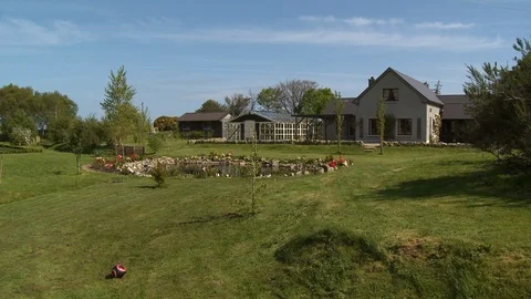 Home With Pretty Backyard Stock Footage 118944441