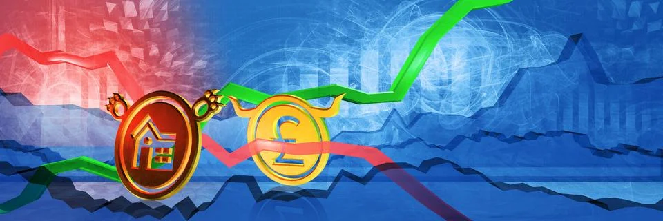 Home price decrease in gbp Stock Illustration