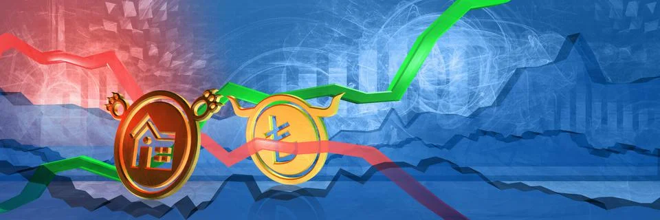 Home price decrease in try Stock Illustration