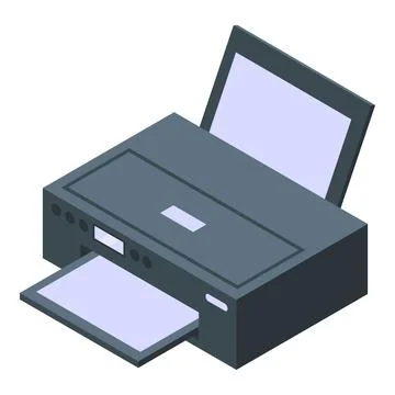 Home printer icon isometric vector. Computer paper printer Stock Illustration