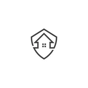 Home protect, house shield. Vector icon logo template Illustrazione stock