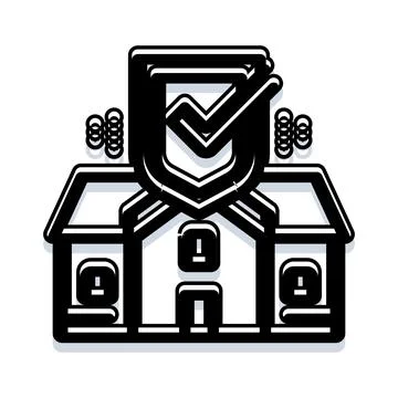 Home protection shield icon with check mark Stock Illustration