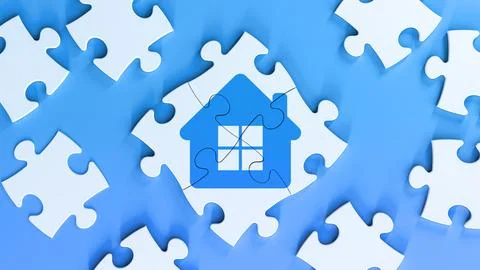 Home puzzle 3d Stock Illustration