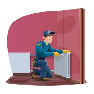 Home radiator and heating convector repair service Illustrazione stock