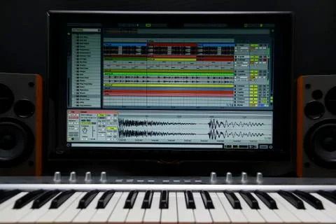 Home recording studio. Stockfoto's