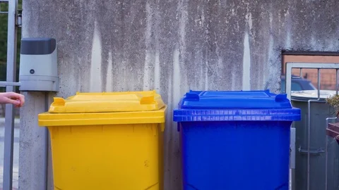 Home Recycling, Young Man Sorting Used Plastic Bottles, Paper from other Waste Stock Footage 127260750
