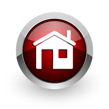 Home red circle web glossy icon. 库存插图