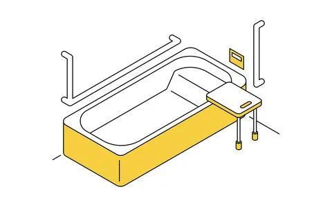 Home remodeling, caregiver remodeling to replace a shallow tub that is easy.. Stock Illustration