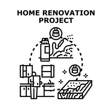 Home remodeling concept developing interior design project Stock Illustration