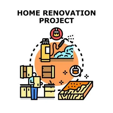 Home remodeling concept developing interior design project Stock Illustration