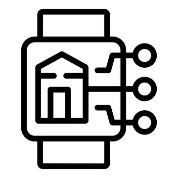Home remote control icon outline vector. Smart automated house Stock Illustration