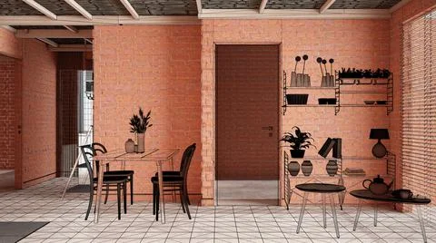 Home renovation, house development concept background, interior design under  Illustrazione stock