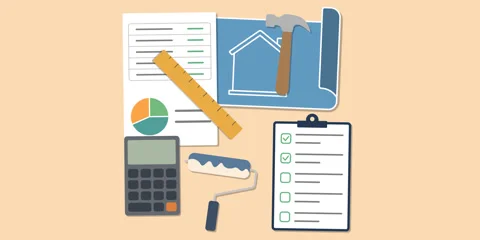 Home Renovation Planner Animation Stockbeeldmateriaal 343466985