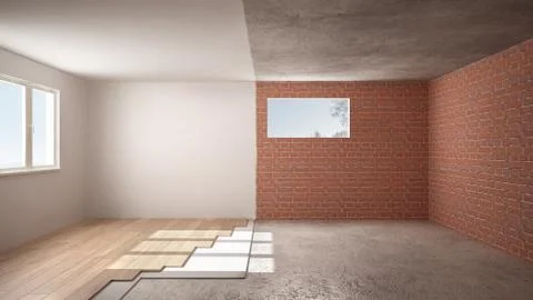 Home renovation, restructuring process, repair and wall painting, constructio Stock Illustration