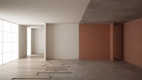 Home renovation, restructuring process, repair and wall painting, constructio Illustrazione stock