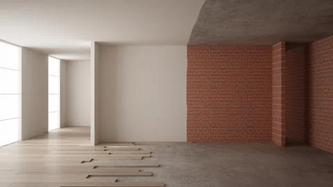 Home renovation, restructuring process, repair and wall painting, constructio Stock Illustration