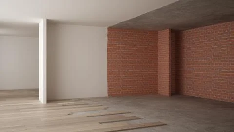 Home renovation, restructuring process, repair and wall painting, constructio Stock Illustration