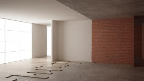 Home renovation, restructuring process, repair and wall painting, constructio Stock Illustration