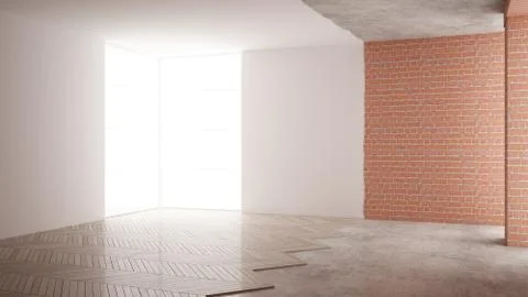 Home renovation, restructuring process, repair and wall painting, constructio Illustrazione stock