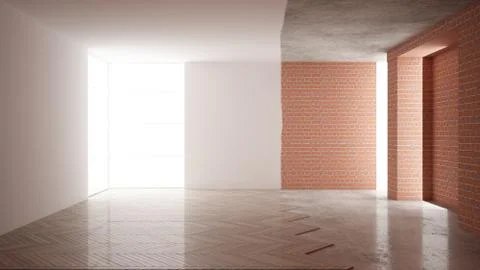 Home renovation, restructuring process, repair and wall painting, constructio Stock Illustration