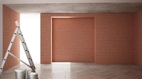 Home renovation, restructuring process, repair and wall painting, constructio Stock Illustration