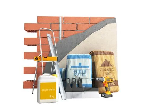 Home renovation restructuring process repair wall painting new house construc Stock Illustration