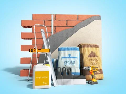 Home renovation restructuring process repair wall painting new house construc Stock Illustration