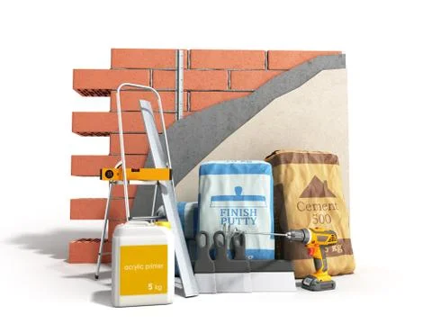 Home renovation restructuring process repair wall painting new house construc Stock Illustration