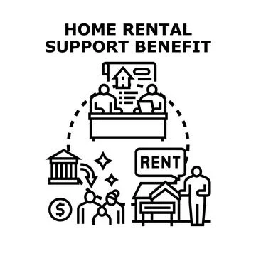 Home rental support benefit program assistance Stock Illustration