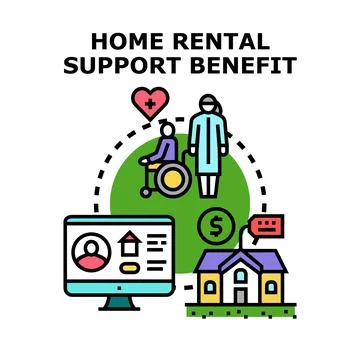 Home rental support benefit program assistance Stock Illustration