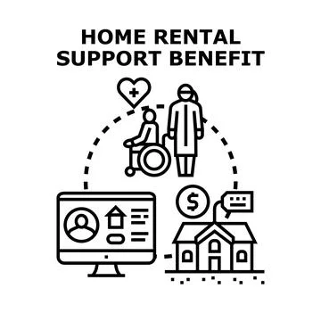 Home rental support benefit program assistance Stock Illustration