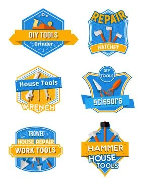 Home repair construction work tools vector icons Stock Illustration