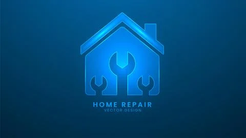 Home repair. Creative Home Construction. Vector illustration with light eff.. Stock Illustration